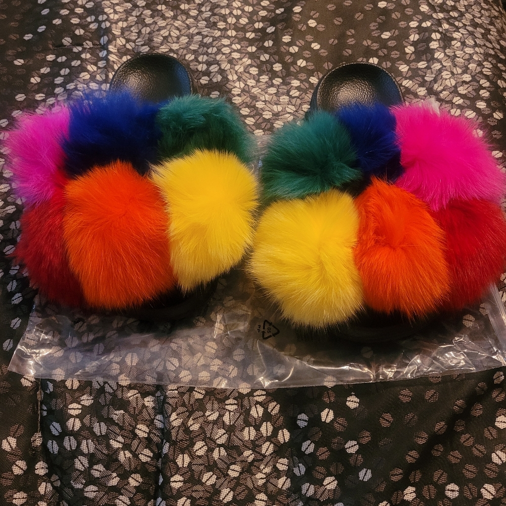 Genuine furry fox slippers